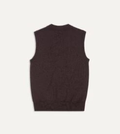 Brown Merino Wool Knitted Vest -Drakes Shop DR2A3C21607 03300 4
