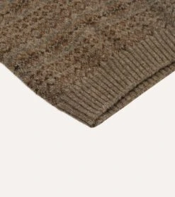 Light Brown Fair Isle Lambswool Sleeveless V-Neck Jumper -Drakes Shop DR2A3C22336 05301 4