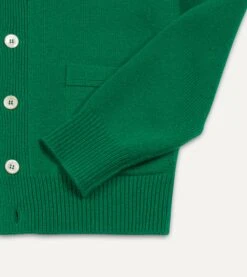 Green Lambswool 6 Button Cardigan 12 Green Lambswool 6 Button Cardigan -Drakes Shop DR2A3D22004 05400 4