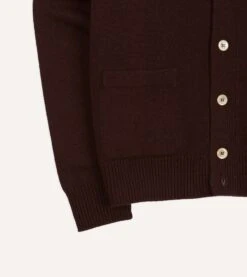 Dark Brown Lambswool 6 Button Cardigan -Drakes Shop DR2A3D22004 08300 6