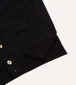 Black Lambswool 6 Button Cardigan -Drakes Shop DR2A3D22004 09100 5