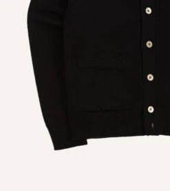 Black Lambswool 6 Button Cardigan -Drakes Shop DR2A3D22004 09100 6