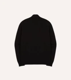 Black Lambswool 6 Button Cardigan -Drakes Shop DR2A3D22004 09100 7