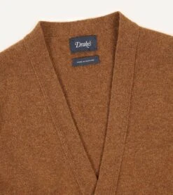 Light Brown Lambswool Sleeveless Cardigan -Drakes Shop DR2A3D22688 04300 3 LR