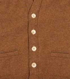 Light Brown Lambswool Sleeveless Cardigan -Drakes Shop DR2A3D22688 04300 4 LR