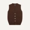 Brown Lambswool Sleeveless Cardigan -Drakes Shop DR2A3D22688 05300 1 LR