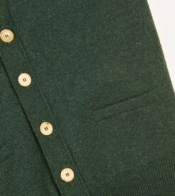 Green Lambswool Sleeveless Cardigan -Drakes Shop DR2A3D22688 06400 4 LR