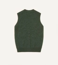 Green Lambswool Sleeveless Cardigan -Drakes Shop DR2A3D22688 06400 5 LR