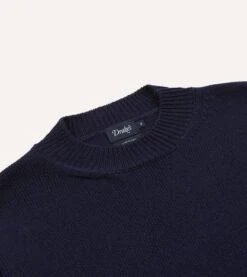 Navy Cotton Mock Neck Jumper -Drakes Shop DR2A3D23051 01250 3