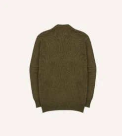 Olive Cotton Mock Neck Jumper -Drakes Shop DR2A3D23051 02400 5