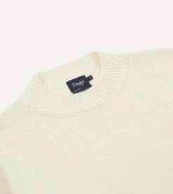 Ecru Cotton Mock Neck Jumper -Drakes Shop DR2A3D23051 03050 3