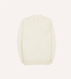 Ecru Cotton Mock Neck Jumper -Drakes Shop DR2A3D23051 03050 5