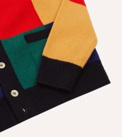 Multi Patchwork Lambswool 6 Button Cardigan -Drakes Shop DR2A3D23536 01660 5