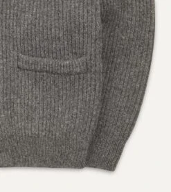 Grey Lambswool Shawl Collar Cardigan 12 Grey Lambswool Shawl Collar Cardigan -Drakes Shop DR2A3E20818 04600 4