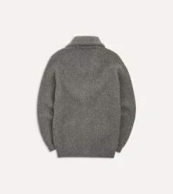 Grey Lambswool Shawl Collar Cardigan 13 Grey Lambswool Shawl Collar Cardigan -Drakes Shop DR2A3E20818 04600 6