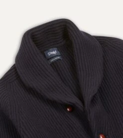 Navy Lambswool Shawl Collar Cardigan -Drakes Shop DR2A3E20818 05250 3