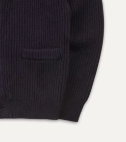 Navy Lambswool Shawl Collar Cardigan -Drakes Shop DR2A3E20818 05250 4