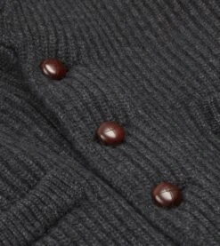 Charcoal Cashmere Shawl Collar Cardigan -Drakes Shop DR2A3E90084 08600 5