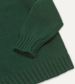 Forest Green Lambswool Submariner Roll Neck Jumper -Drakes Shop DR2A3F20817 02400 4