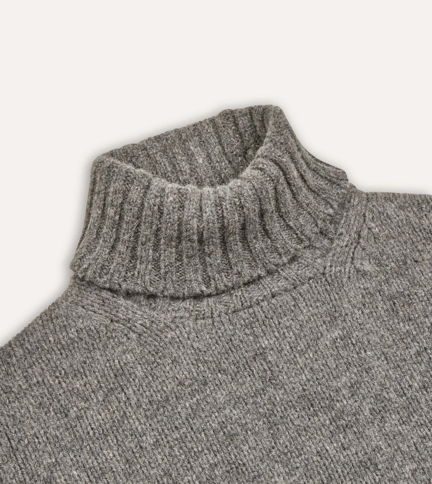 Grey Lambswool Submariner Roll Neck Jumper 5 Grey Lambswool Submariner Roll Neck Jumper - Image 3