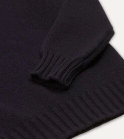 Navy Lambswool Submariner Roll Neck Jumper -Drakes Shop DR2A3F20817 05250 4