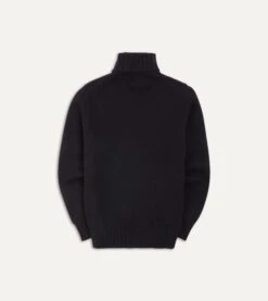 Navy Lambswool Submariner Roll Neck Jumper -Drakes Shop DR2A3F20817 05250 5