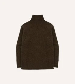 Brown Marl Mohair Wool Mock Neck Jumper 11 Brown Marl Mohair Wool Mock Neck Jumper -Drakes Shop DR2A3F22564 02300 5