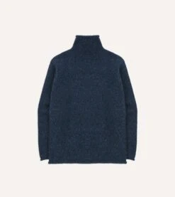 Blue Marl Mohair Wool Mock Neck Jumper -Drakes Shop DR2A3F22564 03200 5