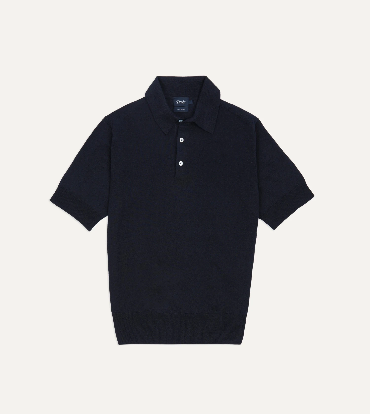 Navy Knitted Linen-Cotton Short-Sleeve Polo Shirt 3 Navy Knitted Linen-Cotton Short-Sleeve Polo Shirt