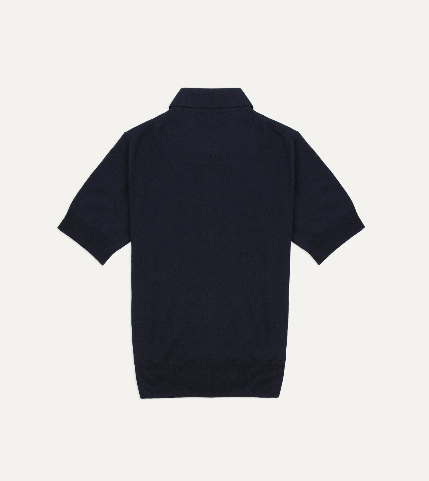 Navy Knitted Linen-Cotton Short-Sleeve Polo Shirt 5 Navy Knitted Linen-Cotton Short-Sleeve Polo Shirt - Image 3