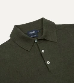 Olive Knitted Linen-Cotton Short-Sleeve Polo Shirt 9 Olive Knitted Linen-Cotton Short-Sleeve Polo Shirt -Drakes Shop DR2A3G21275 08400 3