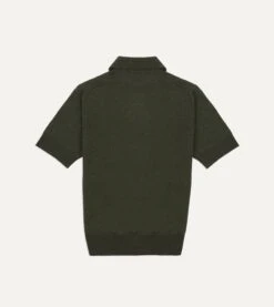Olive Knitted Linen-Cotton Short-Sleeve Polo Shirt 8 Olive Knitted Linen-Cotton Short-Sleeve Polo Shirt -Drakes Shop DR2A3G21275 08400 4