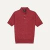 Pink Knitted Linen-Cotton Short-Sleeve Polo Shirt -Drakes Shop DR2A3G21275 09990 1