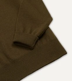 Olive Merino Wool Knitted Polo -Drakes Shop DR2A3H21507 01400 4
