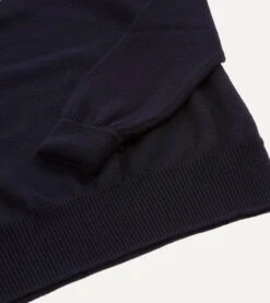 Navy Merino Wool Knitted Polo 11 Navy Merino Wool Knitted Polo -Drakes Shop DR2A3H21507 04250 4