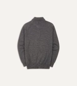 Grey Merino Wool Knitted Polo -Drakes Shop DR2A3H21507 05600 5