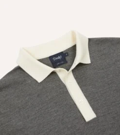 Grey Merino Wool Knitted Rugby Shirt -Drakes Shop DR2A3H23535 03600 3
