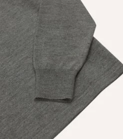 Grey Merino Wool Knitted Rugby Shirt -Drakes Shop DR2A3H23535 03600 4