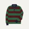 Green And Red Linen Cotton Knitted Rugby Shirt -Drakes Shop DR2A3H24022 01402 1
