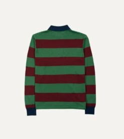 Green And Red Linen Cotton Knitted Rugby Shirt -Drakes Shop DR2A3H24022 01402 5