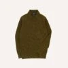 Olive Green Alpaca Lambswool Ribbed Integral Collar Jumper -Drakes Shop DR2A3I22556 01400 1