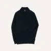 Navy Alpaca Lambswool Ribbed Integral Collar Jumper -Drakes Shop DR2A3I22556 02250 1