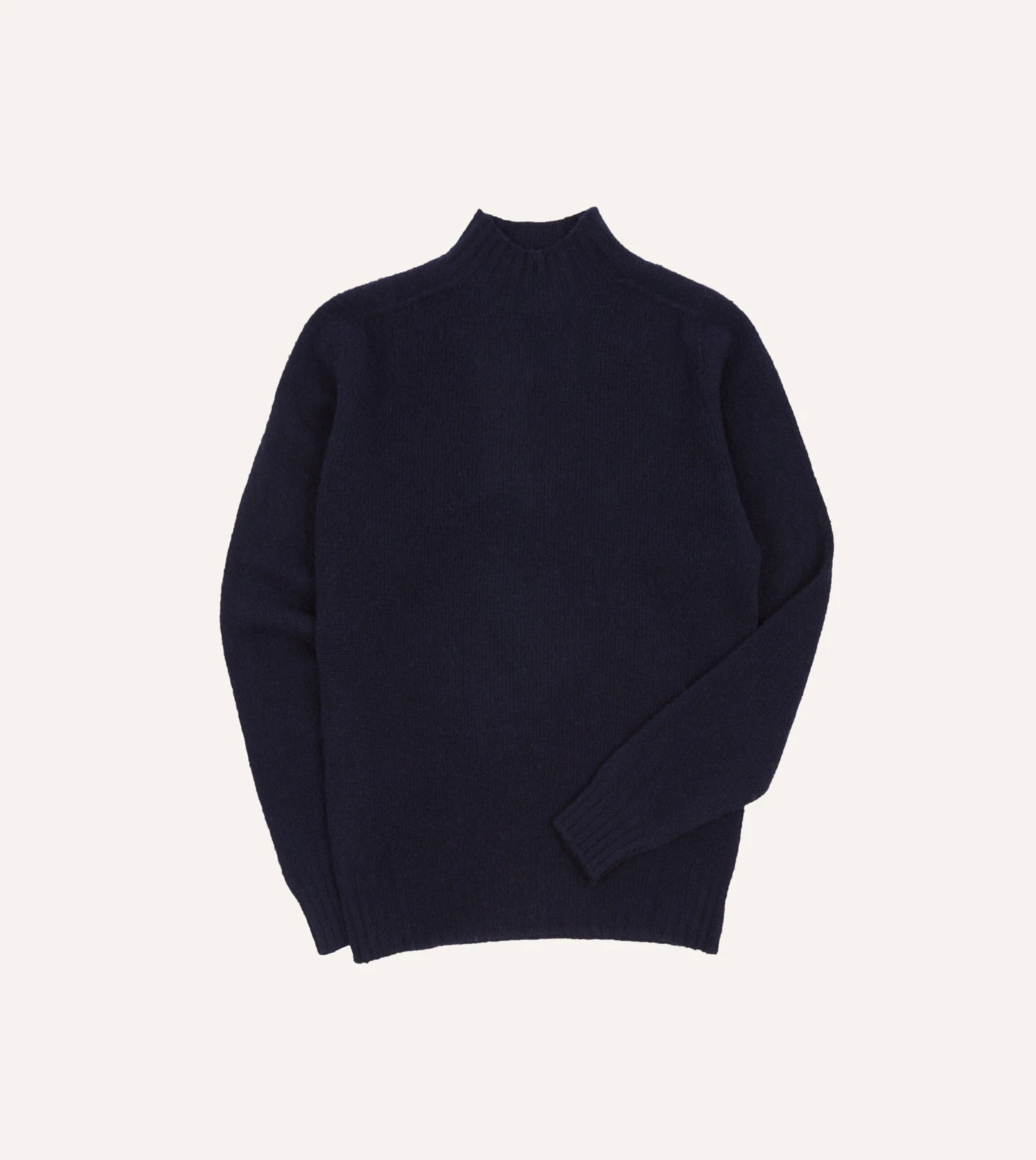 Navy Brushed Shetland Mock Neck Jumper 3 Navy Brushed Shetland Mock Neck Jumper
