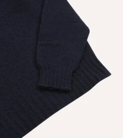 Navy Brushed Shetland Mock Neck Jumper 11 Navy Brushed Shetland Mock Neck Jumper -Drakes Shop DR2A3L23532 01250 4