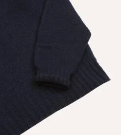 Navy Brushed Shetland Mock Neck Jumper 12 Navy Brushed Shetland Mock Neck Jumper -Drakes Shop DR2A3L23532 01250 5