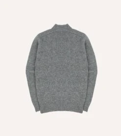 Grey Brushed Shetland Mock Neck Jumper -Drakes Shop DR2A3L23532 02600 6