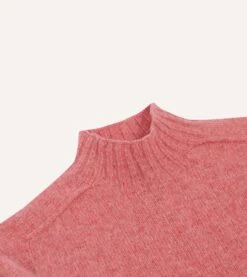 Pink Brushed Shetland Mock Neck Jumper -Drakes Shop DR2A3L23532 03990 3