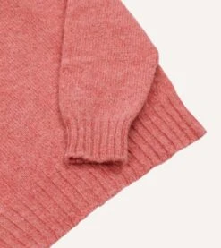 Pink Brushed Shetland Mock Neck Jumper -Drakes Shop DR2A3L23532 03990 4