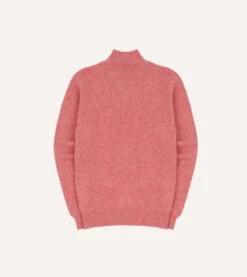 Pink Brushed Shetland Mock Neck Jumper -Drakes Shop DR2A3L23532 03990 6
