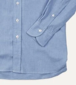Light Blue Brushed Cotton Button-Down Shirt -Drakes Shop DR2A4A21792 01200 4